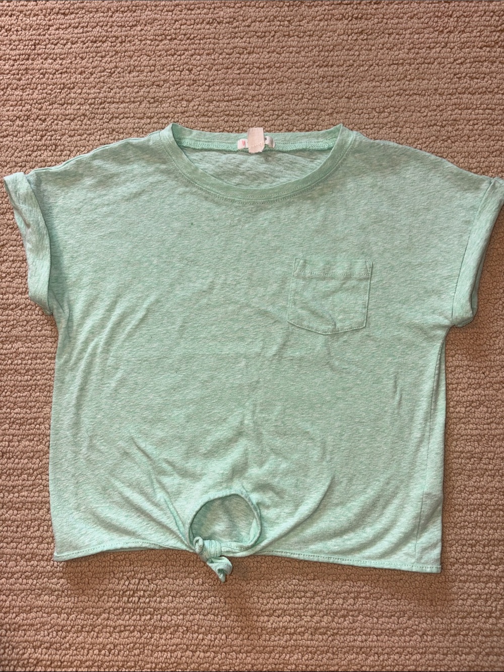 Crewcuts Mint Green Short Sleeve Knot Front Tee small 6 7 very good